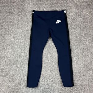 Nike Sacai Leggings Womens Large Blue Running Zip Pocket Logo Activewear